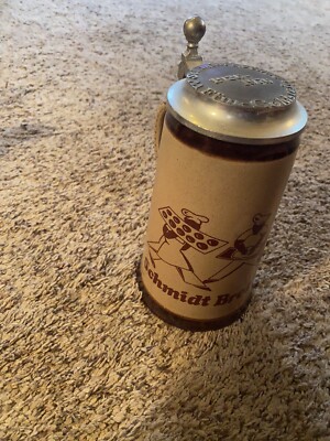 1976 Schmidt Brot  aus GOLDSTEIN Beer Stoneware Stein w/ lid