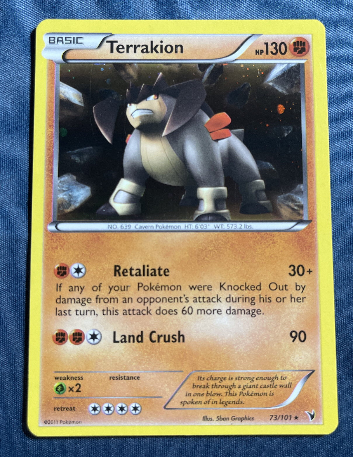 Terrakion - 73/101 - Holo Rare - Noble Victories - Pokemon - NM (#197)