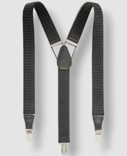 Club Room Men's White Black Pin-Dot Elastic Stretch Metal Clip-ON Suspenders OS