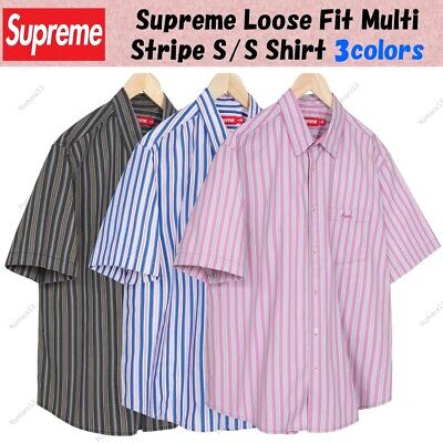 Supreme Loose Fit Multi Stripe S/S Shirt 3colors Black Blue Supreme Loose Fit Multi Stripe S/S Shirt 3colors Black Blue