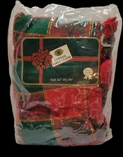 NEW Sultan's Linens Fabric 100% Cotton Tablecloth 52" X 70" Poinsettia Plaid