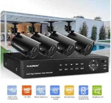 Floureon Security Camera NTSC System 4 AHD Cameras, 720P, 8CH DVR