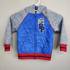 NICKELODEON Paw Patrol Quilted Knit Sweater Toddler Bomber Jacket Red Blue SZ 4T