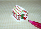 Miniature TS WHITE Christmas Gingerbread House w/Santa for DOLLHOUSE, 1:12 Scale