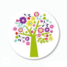 30 Bright Flowers Tree Scrapbook Stickers 1.5" Round Envelope Seals