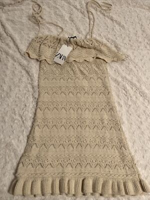 zara cream crochet dress Zara Cream Crochet Dress ZW COLLECTION CROCHET MINI DRESS Beige ZARA Spain
