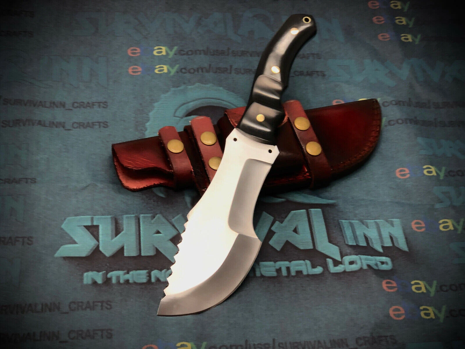 CUSTOM HANDMADE D2 STEEL HUNTING TRACKER KNIFE SWISS SAW TRACKER WITH SHEATH