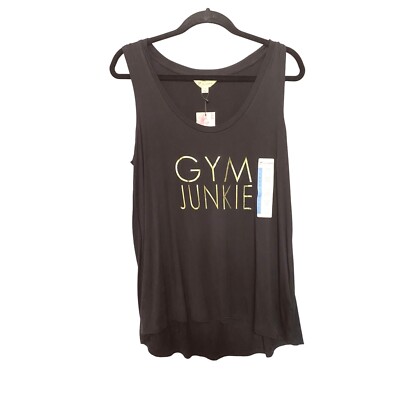 Z by Zobha Gym Junkie Graphic Tank Black Sleeveless Women's Size Large NWT