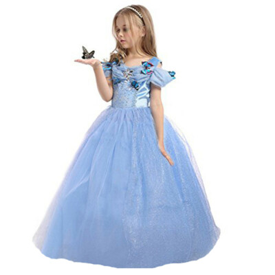 ELSA & ANNA  Mädchen Kostüm Schneekönigin Prinzessin Kleid Halloweenkostüm CNDR5