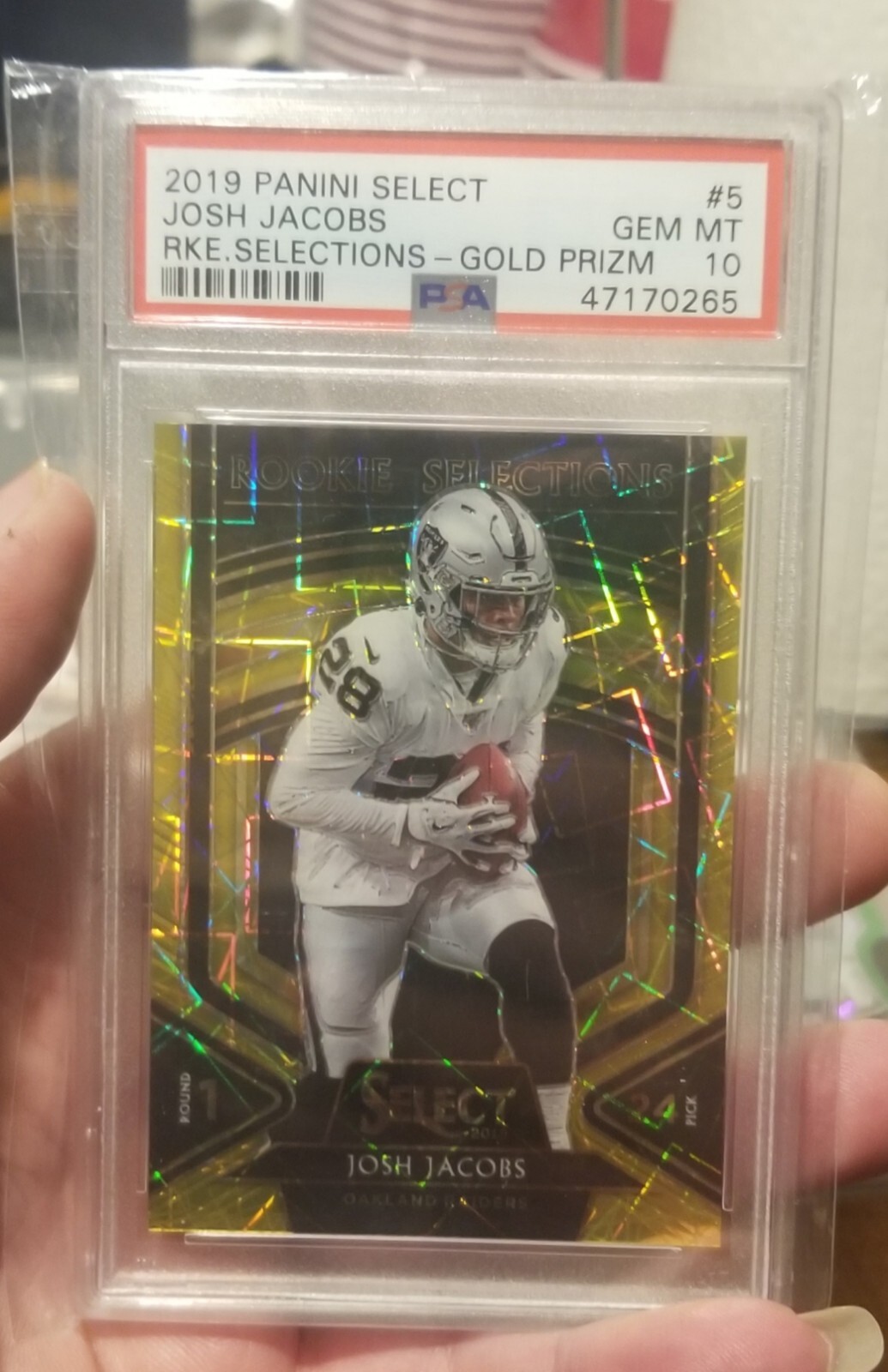 Josh Jacobs Panini Select Rookie Selections #5 Gold Prizm