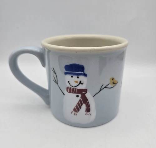 Hartstone Pottery Blue Snowman Coffee Tea Mug - Vintage
