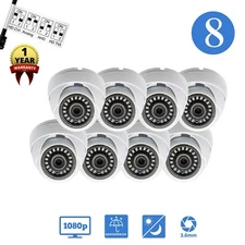 Evertech 8 PCS 1080p HD Wide Angle Lens Outdoor CCTV Dome Security Cameras