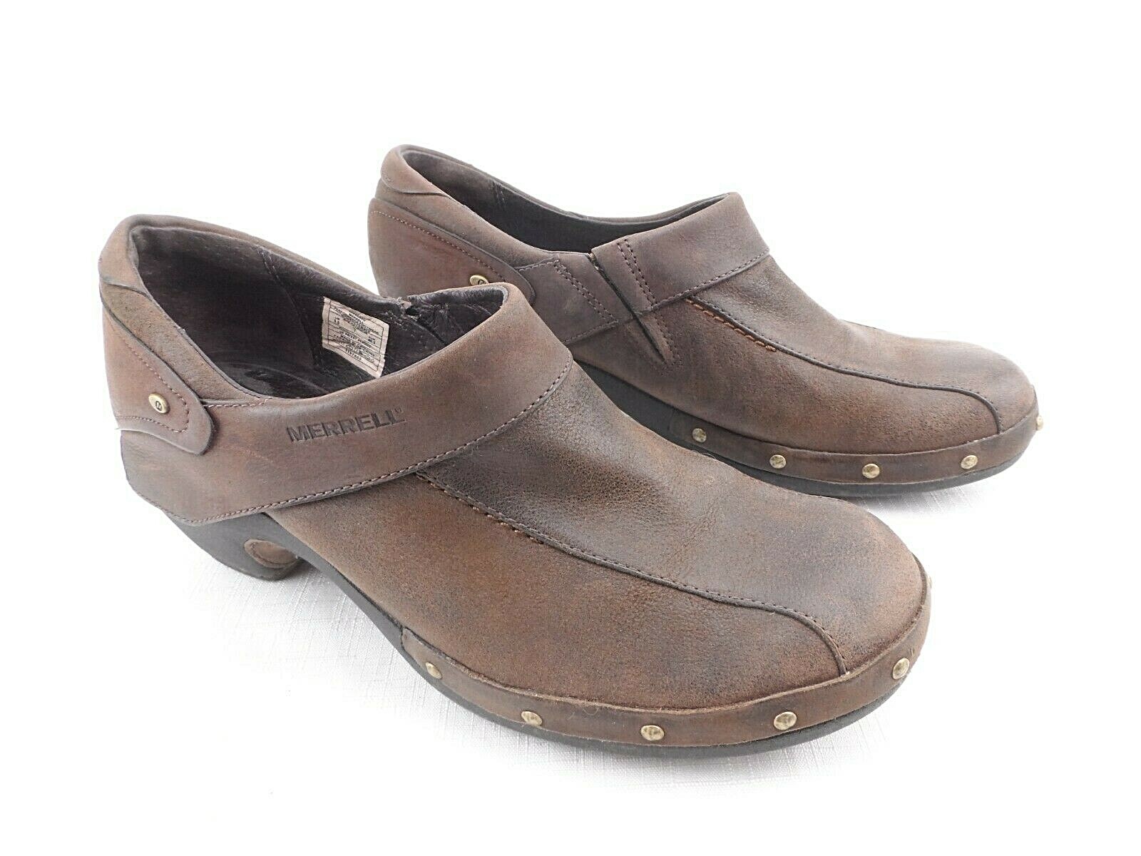 Mocassini Merrell donna taglia 9 5 pelle marrone Mary Jane zoccoli borchie espresse J63680