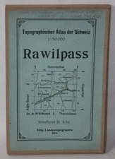 Switzerland - Atlas Topographique de la Suisse Cloth Map - Rawilpass - 1931