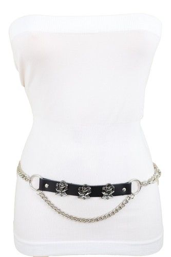 Women Silver Metal Chain Belt Hip High Waist Rose Flower Charms Plus Size XL XXL - 第 18/24 張圖片