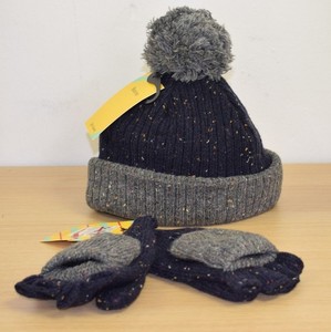 kids navy bobble hat