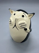 Art Pottery Cat Bank Signed E. Rooney