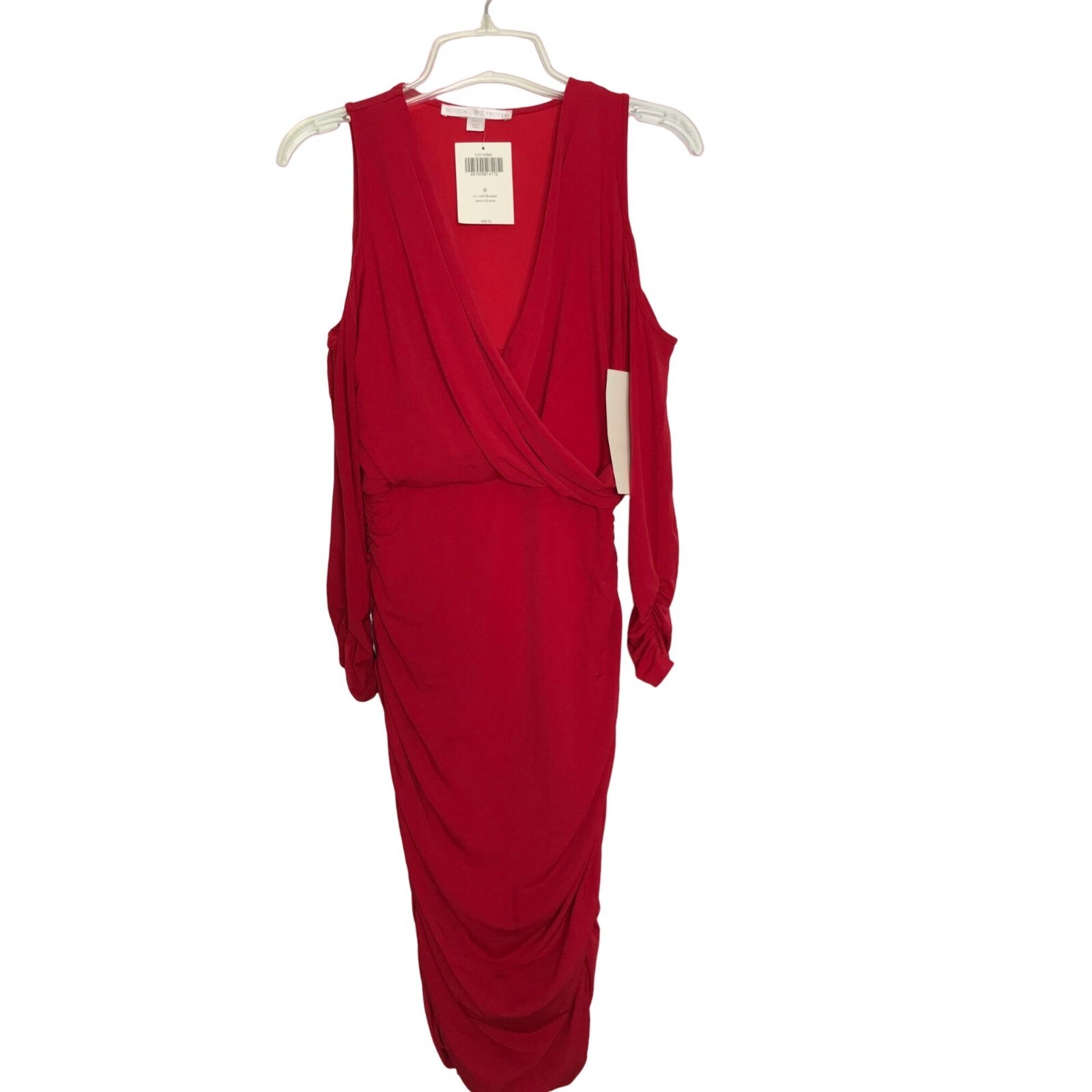 Boston Proper Red Cocktail Dress Long Sleeve Party Size 6 eBay