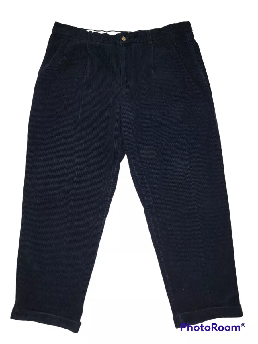Vintage Baracuta Mens 42x29 Blue Pleated Front Cotton Corduroy