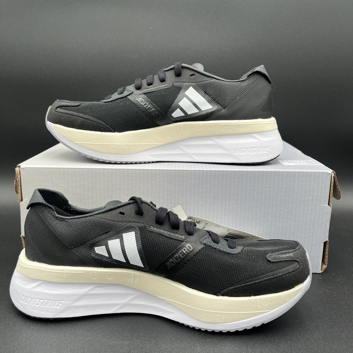 Wmns Adidas Adizero Boston 11 Black White Running Shoes GX6657