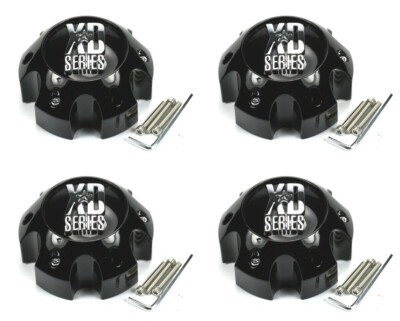 4x KMC XD Series 6 Lug Gloss Black Wheel Center Caps NEW 6 Lug XD808 XD812 XD813