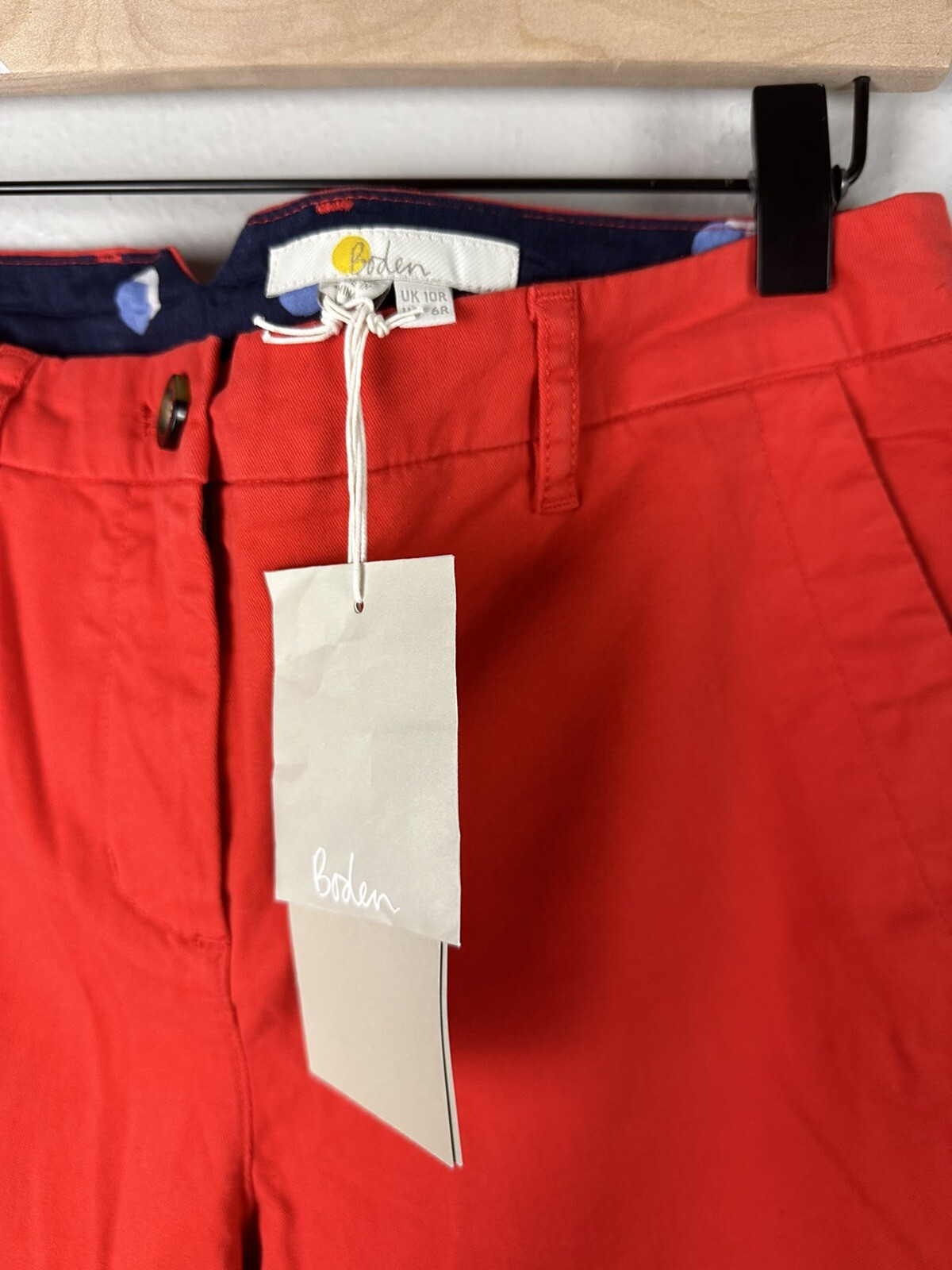 NWT Boden Women's Red Stretch Mid Rise Chinos US 6R Slim Leg Cotton Stretch image 3