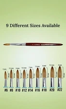 sophia Red Wood 100% real Kolinsky Acrylic Nail Brush Round all size 6 - 22