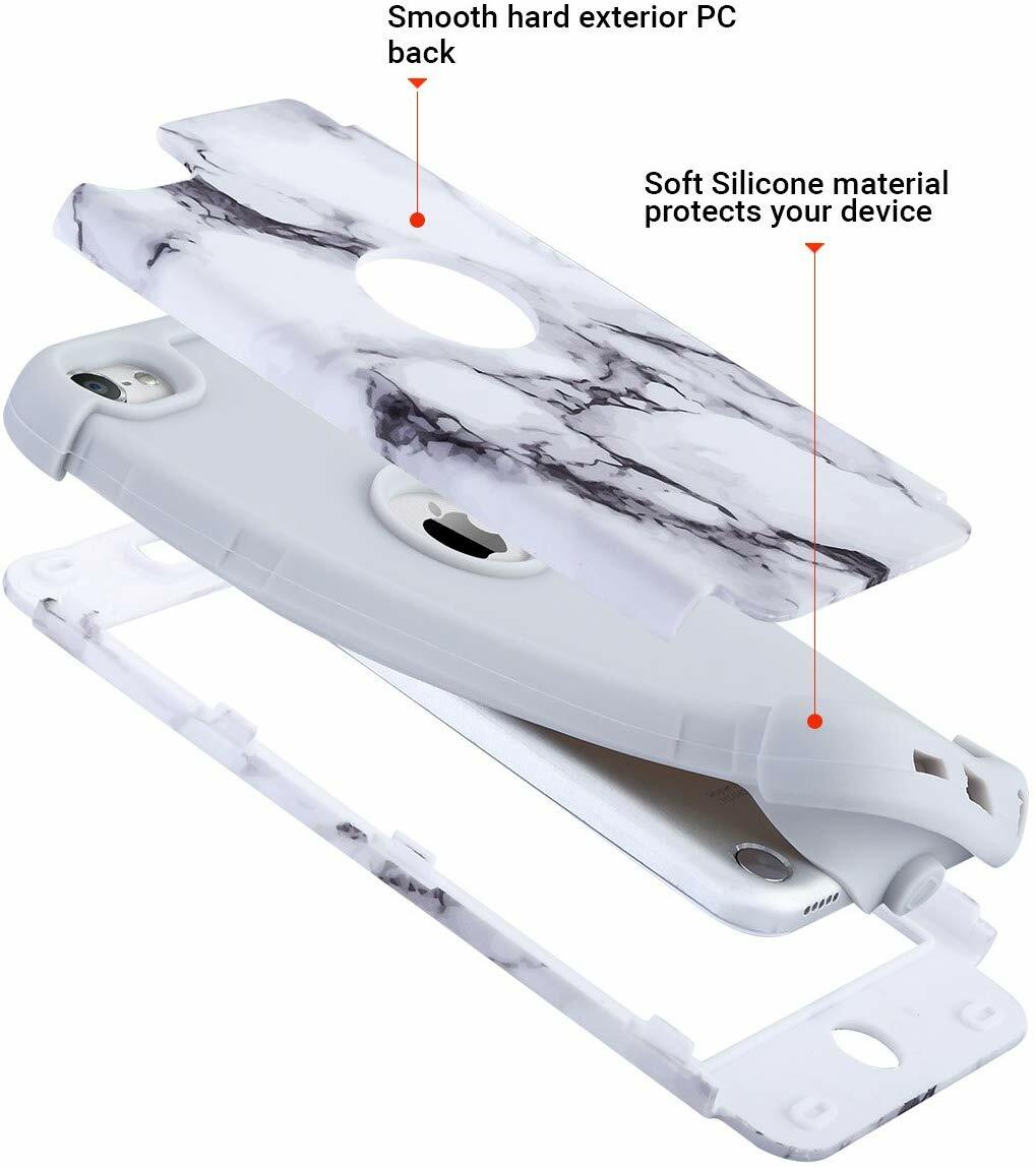 Custodia Ipod Touch Custodia Ibrida Per IPod Touch 5a, 6a, 7a Generazione - Protezione Antiurto, Design Grigio Marmo Bianco Quadro IPhone - Foto 11