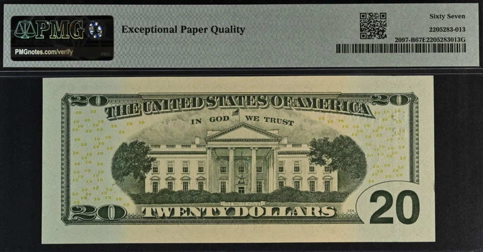 2013 $20 Federal Reserve Note PMG 67EPQ Superb Gem Low Serial Number 00000015 - Image 3 of 3