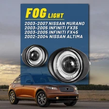 For 02-04 Nissan Altima 03-07 Murano Fog Lights Clear Glass Lens Halo Projector