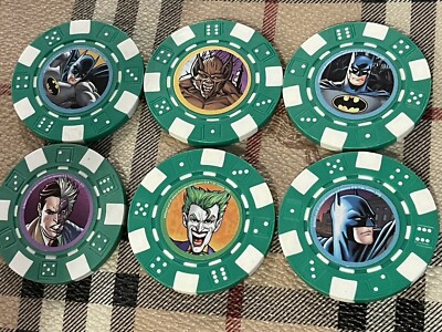 Heroclix Markers Poker Chips - Batman, Joker, Two-Face - Lot of 6