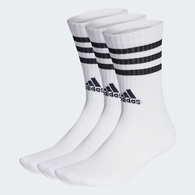 Adidas 3-Streifen Cushioned Crew Sportsocken weiß Fitness x3 Paar Gym Tennis
