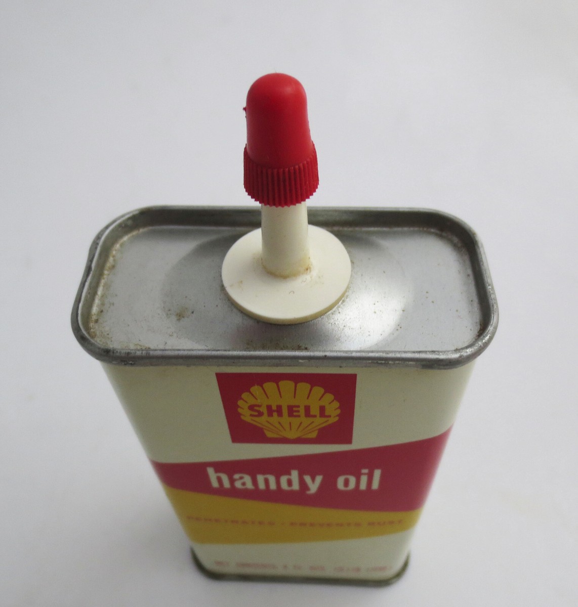 Old SHELL HANDY OIL Can Household Oiler Vintage Advertising