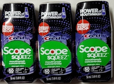 LOT OF 3 Scope Squeez Mouthwash Concentrate, Midnight Mint, 50 mL Bottle 1.69 OZ