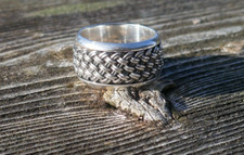 Vintage Sterling Silver Textured Band - Size 6.75