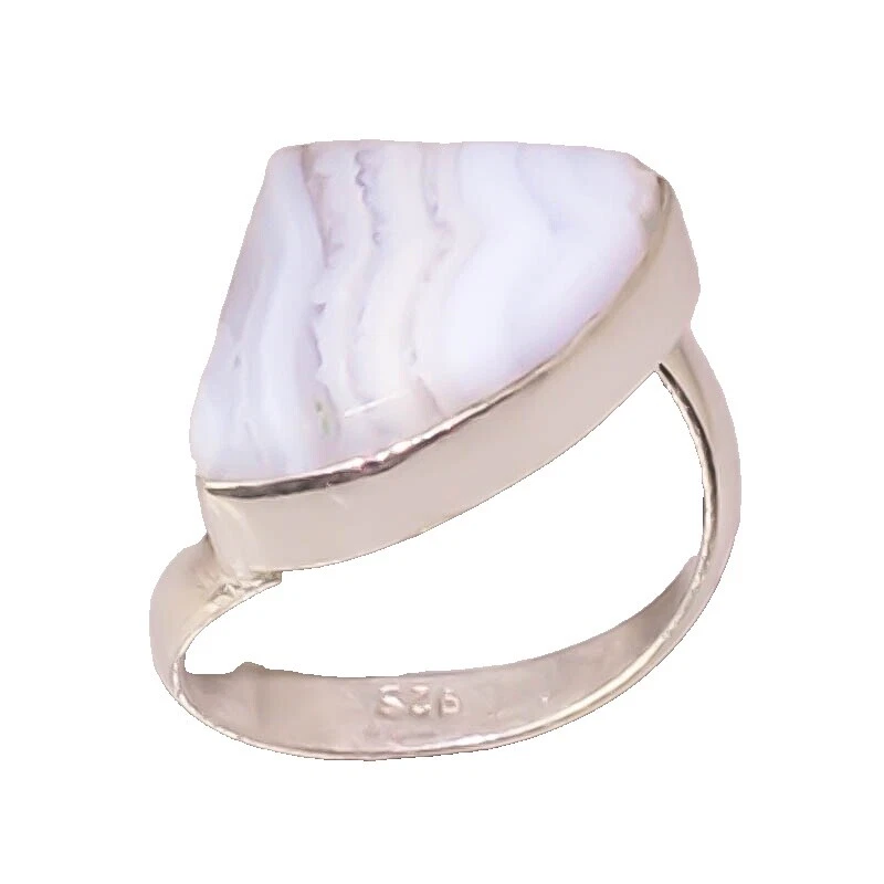 Ágata piedra Plateado Plata Anillos de Moda
