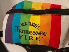 Jack Daniels Fanny Pack Tennessee Fire Zip Rainbow Pattern! Very cute! Pre-owned