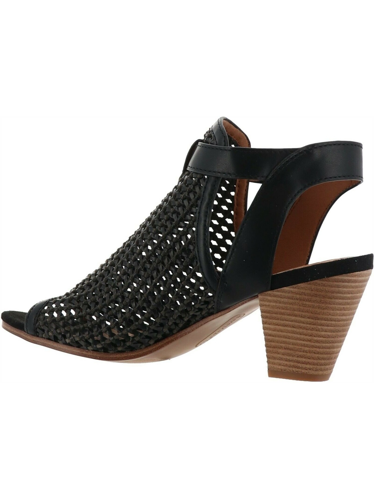 BARETRAPS Womens Black Woven Upper Peep Toe Block Heel Buckle Booties 10 M