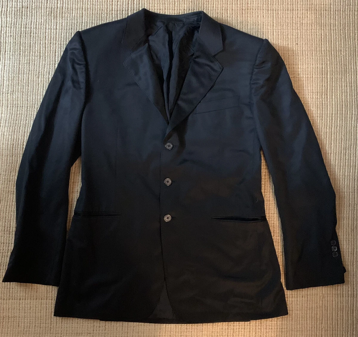 Yves Saint Laurent Rive Gauche Men s Suit Jacket Black 3buttons 100 Cupro