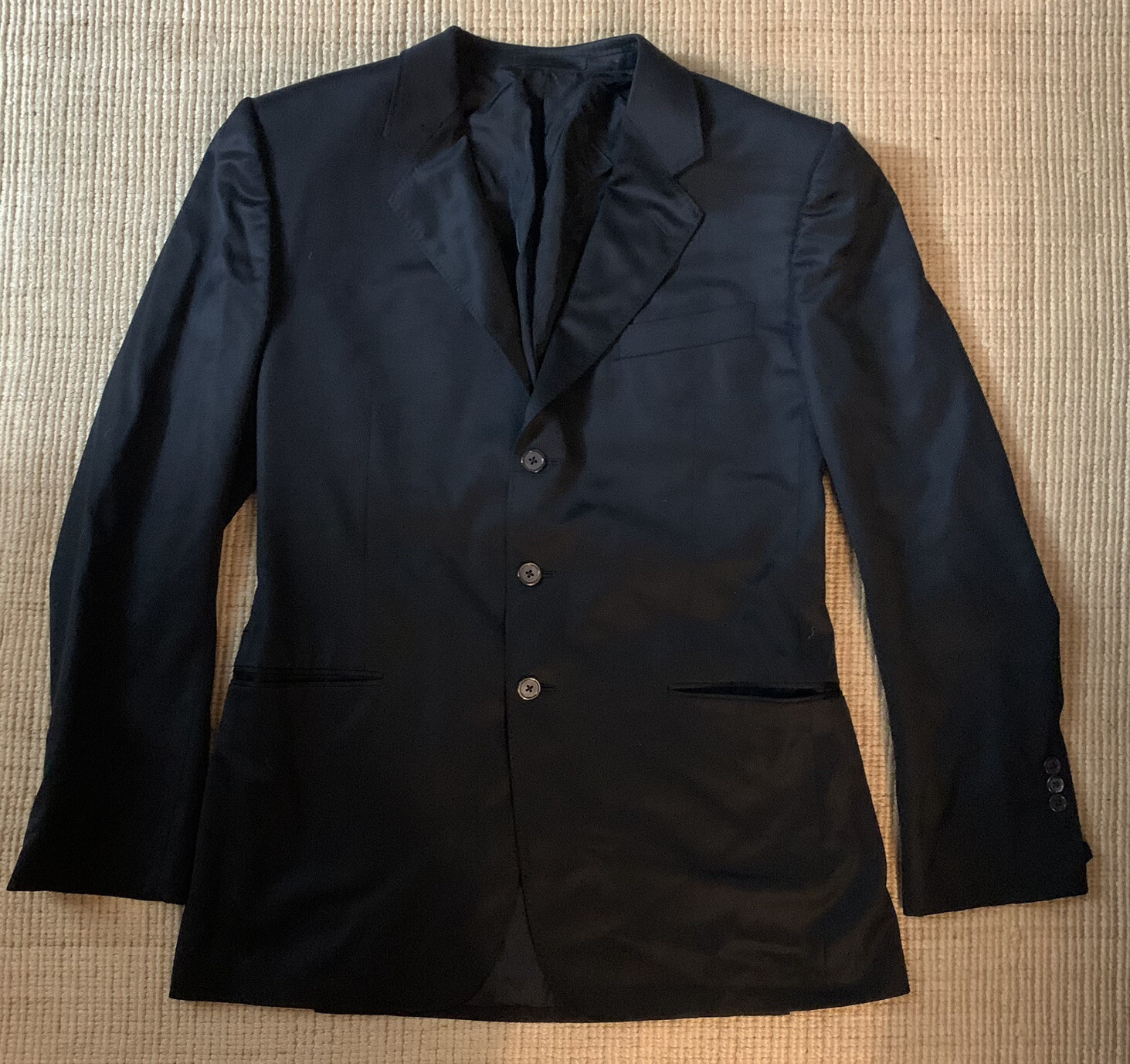 Giacca tuta uomo Yves Saint Laurent Rive Gauche nera 3 bottoni 100% cupro