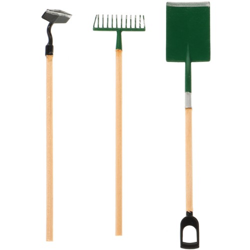 3 Pcs Mini Garden Tools Miniature Rakes and Shovels Kit for Kids