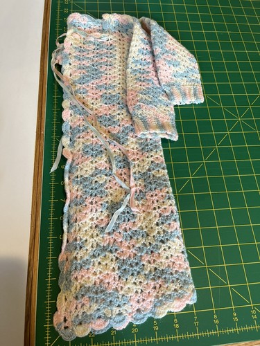 Vintage 1950’s Baby Hand Crochet 4 Pc Ensemble Jacket Coat Hat Booties Ex Condit - Picture 13 of 15