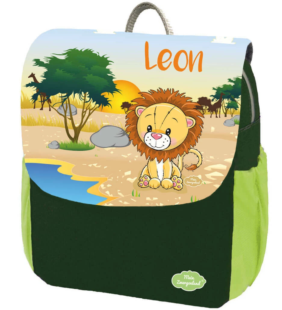 Kindergarten Backpack Happy Knirps Next Print With Name Green Lion