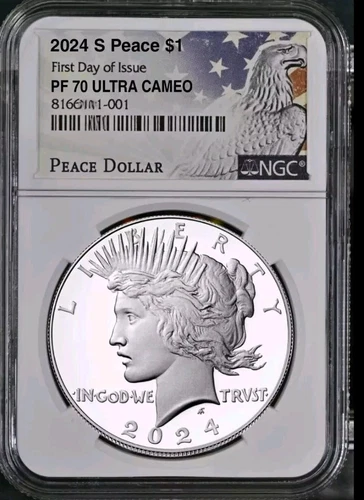 2024 S Proof  Peace Silver  Dollar  Coin  NGC PF70  First Day Of Issue , FDI  