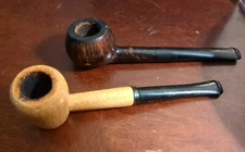 Lot Of 2 Smoking Pipes - Missouri Meerschaum Corn Cob & Brown Wooden, Tobacco