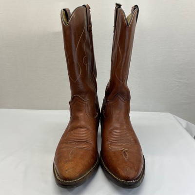 Vintage ACME Cowboy Boots Men 8 D Brown Leather Pointed Toe  display picture 1