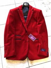 NWT VINCI Ultra Slim Fit Red Velvet Sport Jacket 2BT Men  s Coat Blazer Size L