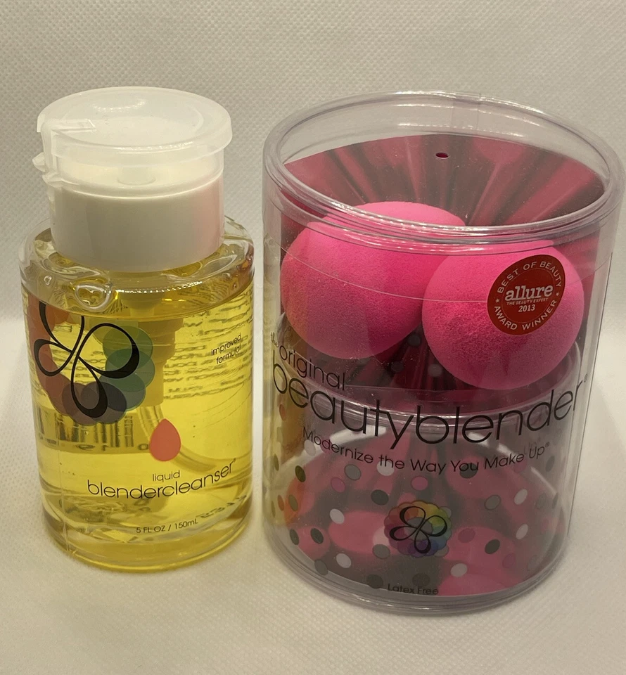 Juego de 3 piezas - 2 esponjas y licuadoras líquidas originales Beautyblender Cleaner 5 fl oz nuevas en caja Foto 3 de 4