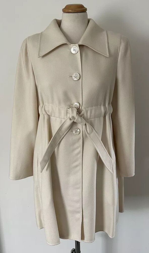 VALENTINO Timeless Ivory cream wool tie detail swing jacket