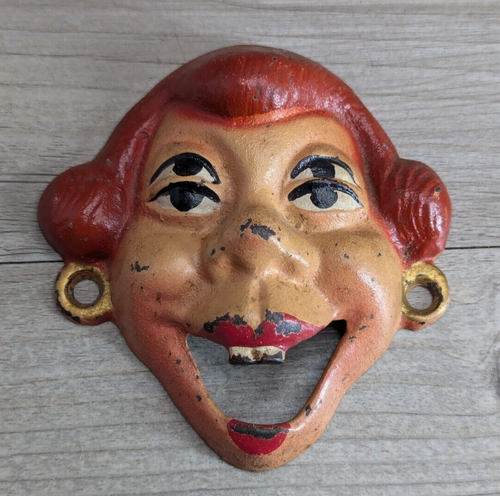 4 Eye Double Eyed Red Haired Woman 4" #498 Cast Iron Wall Mount Bottle Opener